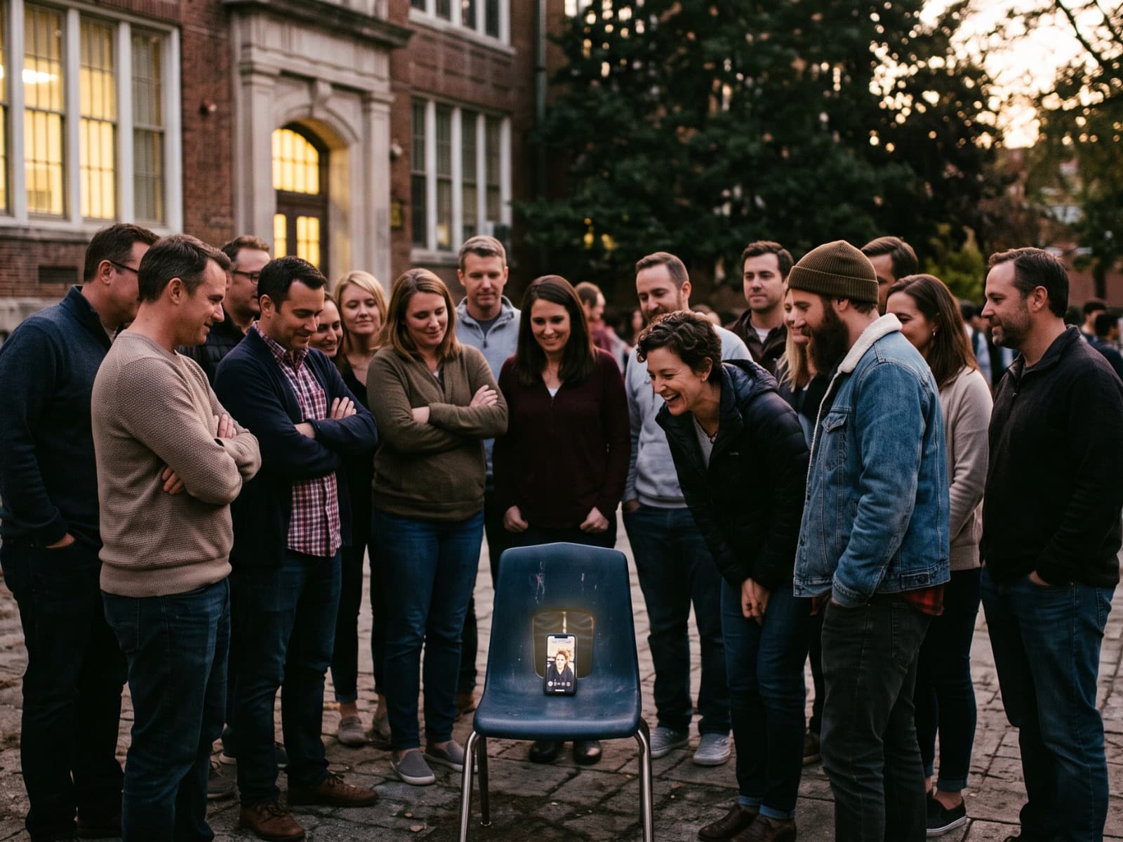 Friends reuniting with open arms after years apart
